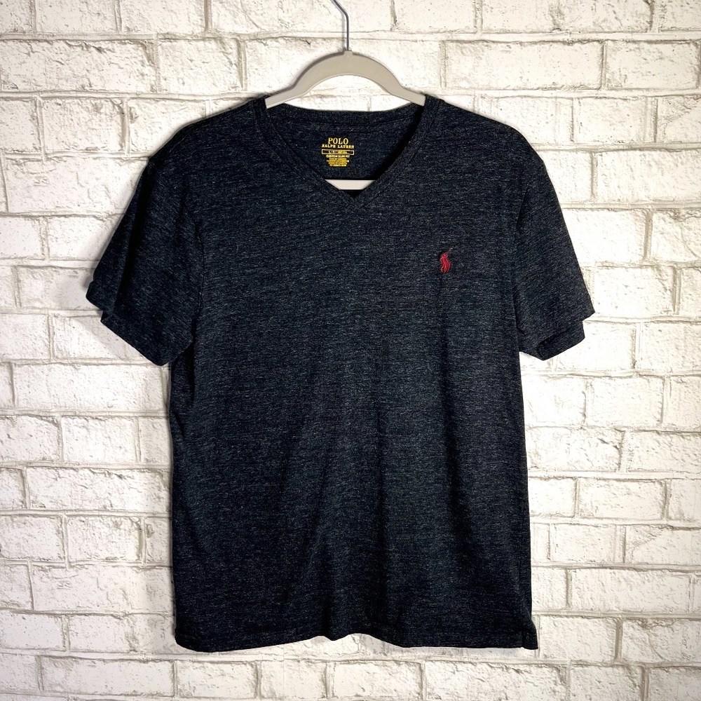 POLO by Ralph Lauren | Mens Large Gray Custom Slim Fit Short Sleeve Tee